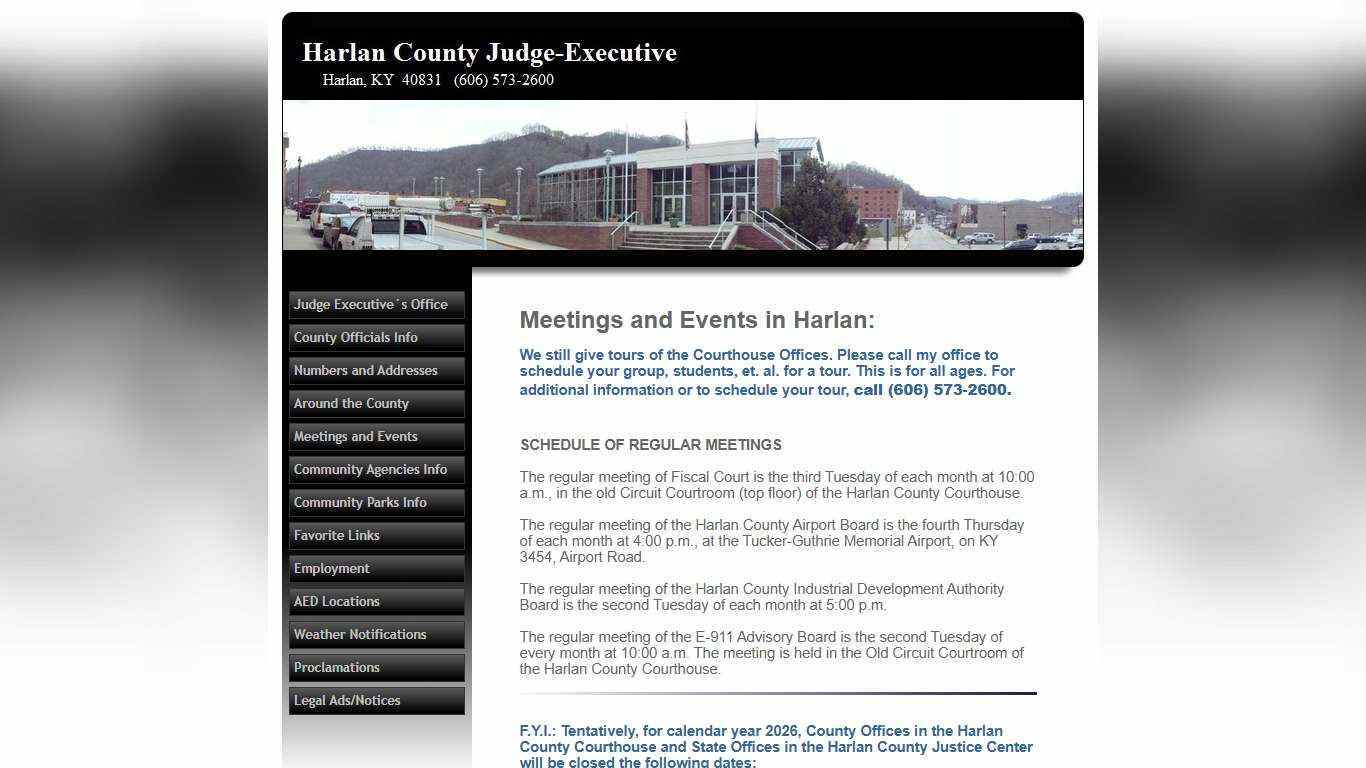 Harlan County Judge Executive:Meetings and Events