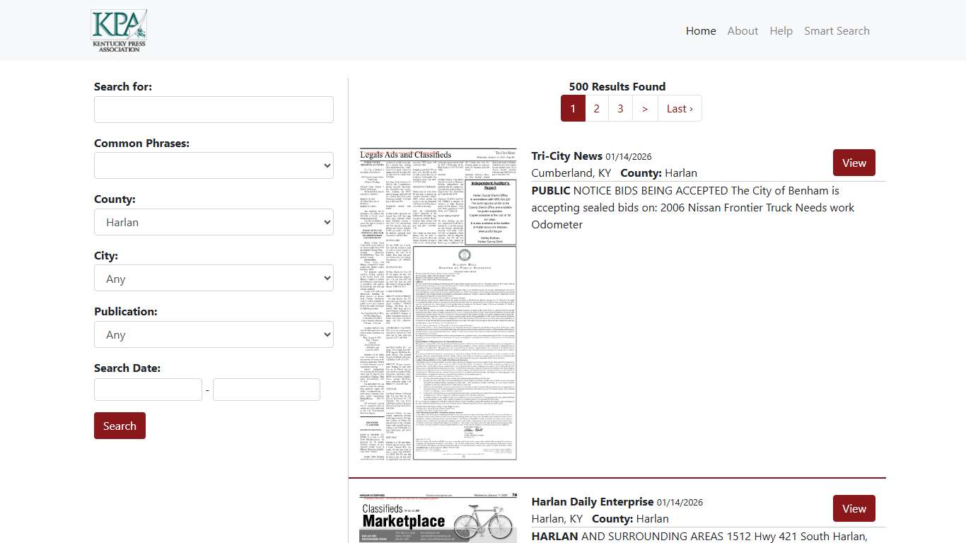 Public and Legal Notice Website